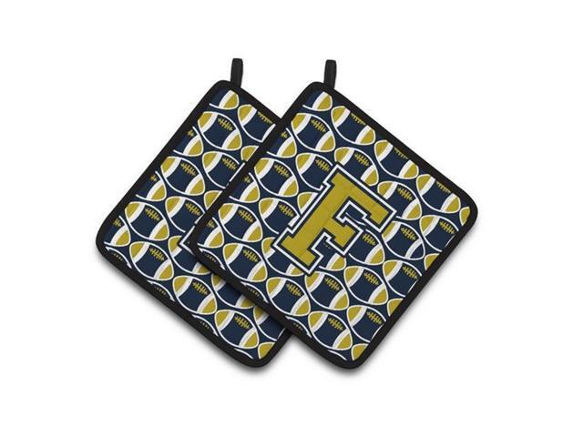 Carolines Treasures CJ1074-FPTHD Letter F Football Blue & Gold Pair of Pot Holders 75 x 3 x 75 in