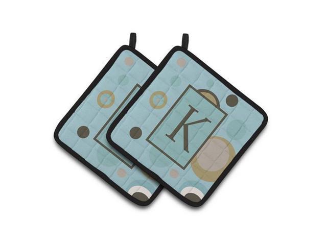 Carolines Treasures CJ1013-KPTHD Monogram - Initial K Blue Dots Pair of Pot Holders 75 x 3 x 75 in