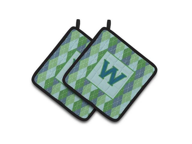 Carolines Treasures CJ1020-WPTHD Initial W Monogram - Blue Argoyle Pair of Pot Holders 75 x 3 x 75 in