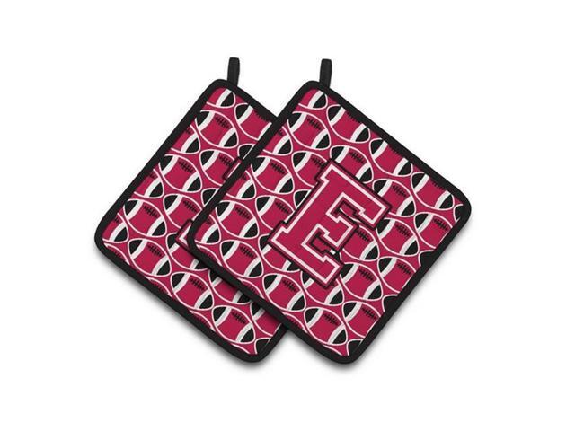 Carolines Treasures CJ1079-EPTHD Letter E Football Crimson & White Pair of Pot Holders 75 x 3 x 75 in