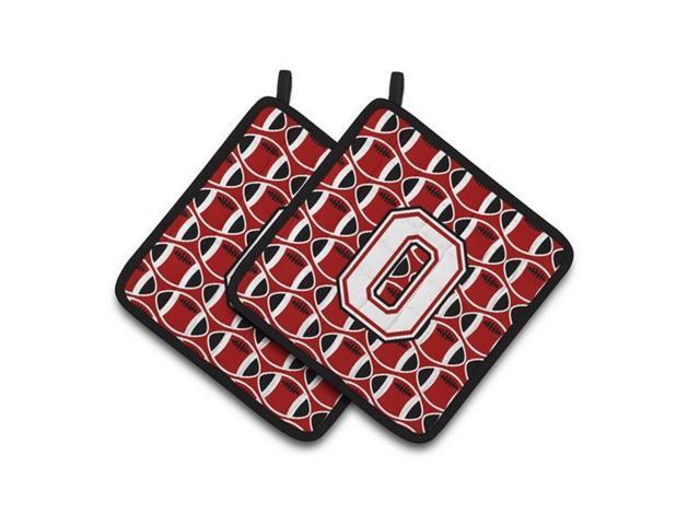 Carolines Treasures CJ1082-OPTHD Letter O Football Cardinal & White Pair of Pot Holders 75 x 3 x 75 in