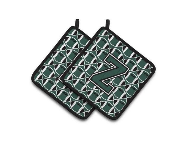 Carolines Treasures CJ1071-ZPTHD Letter Z Football Green & White Pair of Pot Holders 75 x 3 x 75 in