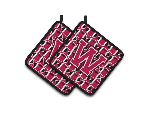 Carolines Treasures CJ1079-WPTHD Letter W Football Crimson & White Pair of Pot Holders 75 x 3 x 75 in