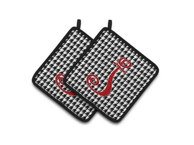 Carolines Treasures CJ1035-JPTHD Monogram Initial J Houndstooth Black Pair of Pot Holders 75 x 3 x 75 in