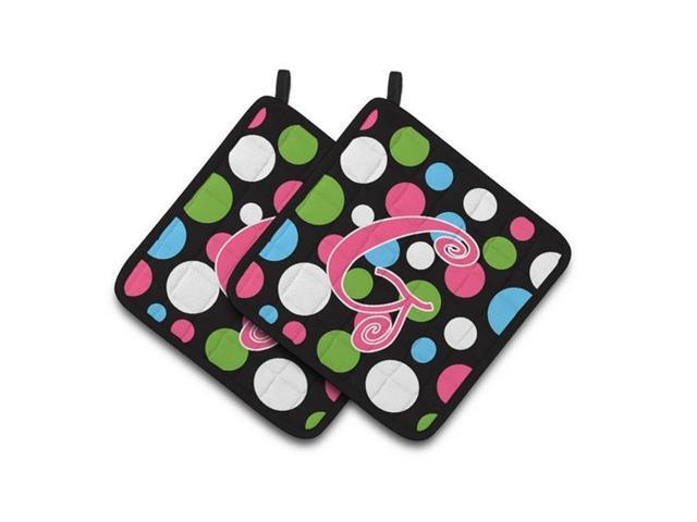 Carolines Treasures CJ1038-GPTHD Monogram Initial G Polkadots & Pink Pair of Pot Holders 75 x 3 x 75 in