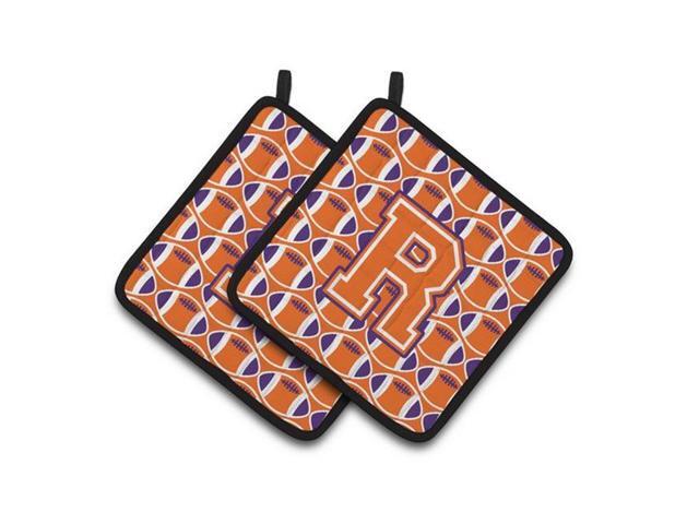 Carolines Treasures CJ1072-RPTHD Letter R Football Orange White & Regalia Pair of Pot Holders 75 x 3 x 75 in