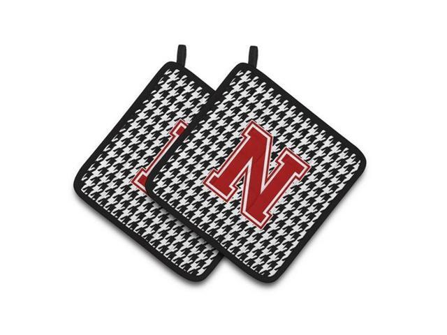 Carolines Treasures CJ1021-NPTHD Letter N Monogram - Houndstooth Black Pair of Pot Holders 75 x 3 x 75 in