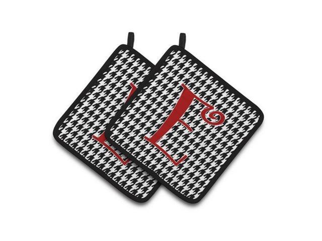 Carolines Treasures CJ1035-EPTHD Monogram Initial E Houndstooth Black Pair of Pot Holders 75 x 3 x 75 in