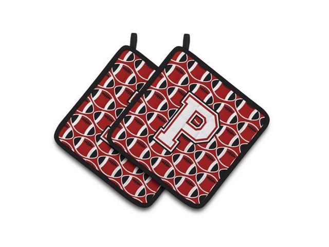 Carolines Treasures CJ1082-PPTHD Letter P Football Cardinal & White Pair of Pot Holders 75 x 3 x 75 in