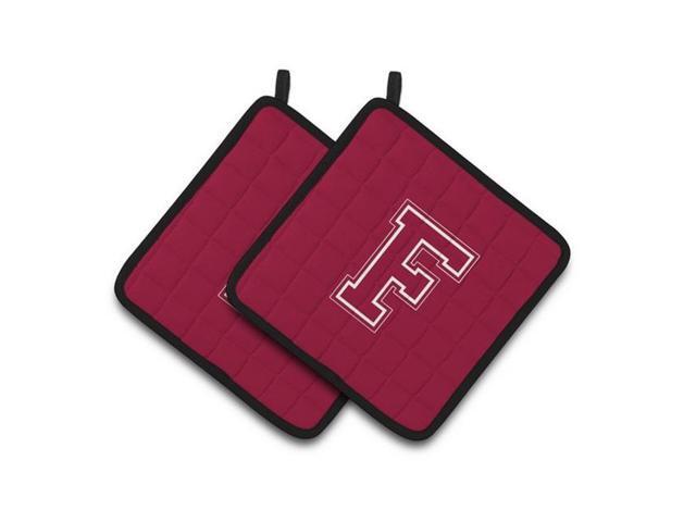 Carolines Treasures CJ1032-FPTHD Monogram Initial F Maroon & White Pair of Pot Holders 75 x 3 x 75 in