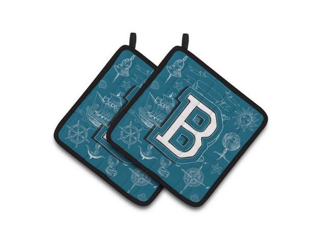 Carolines Treasures CJ2014-BPTHD Letter B Sea Doodles Initial Alphabet Pair of Pot Holders 75 x 3 x 75 in
