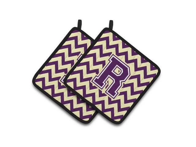 Carolines Treasures CJ1058-RPTHD Letter R Chevron Purple & Gold Pair of Pot Holders 75 x 3 x 75 in