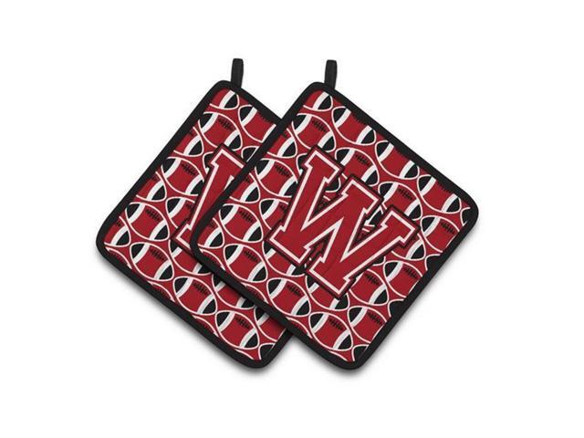 Carolines Treasures CJ1073-WPTHD Letter W Football Red Black & White Pair of Pot Holders 75 x 3 x 75 in