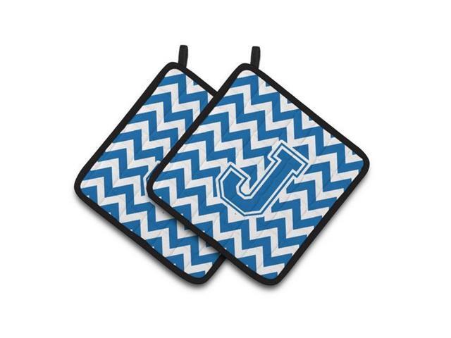 Carolines Treasures CJ1056-JPTHD Letter J Chevron Blue & White Pair of Pot Holders 75 x 3 x 75 in