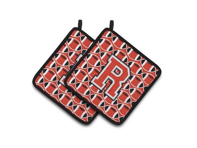 Carolines Treasures CJ1067-RPTHD Letter R Football Scarlet & Grey Pair of Pot Holders 75 x 3 x 75 in