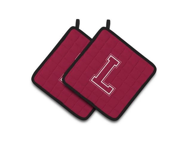 Carolines Treasures CJ1032-LPTHD Monogram Initial L Maroon & White Pair of Pot Holders 75 x 3 x 75 in