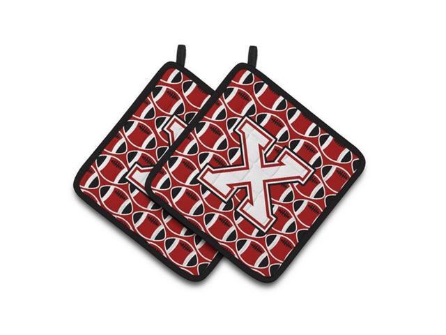 Carolines Treasures CJ1082-XPTHD Letter X Football Cardinal & White Pair of Pot Holders 75 x 3 x 75 in