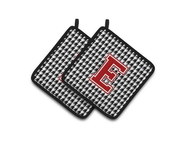 Carolines Treasures CJ1021-EPTHD Letter E Monogram - Houndstooth Black Pair of Pot Holders 75 x 3 x 75 in
