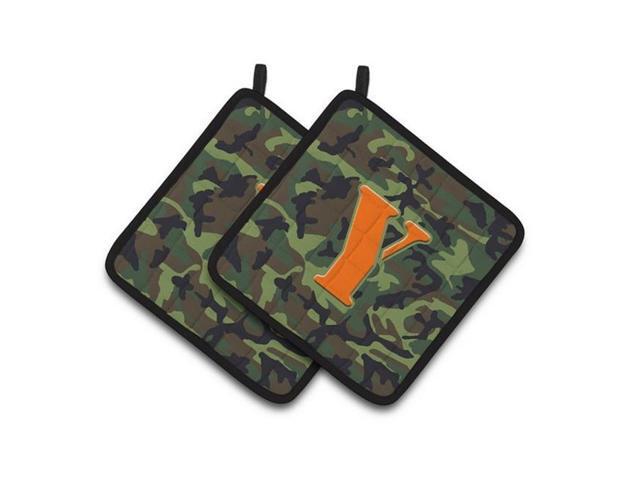 Carolines Treasures CJ1030-YPTHD Letter Y Monogram - Camo Green Pair of Pot Holders 75 x 3 x 75 in
