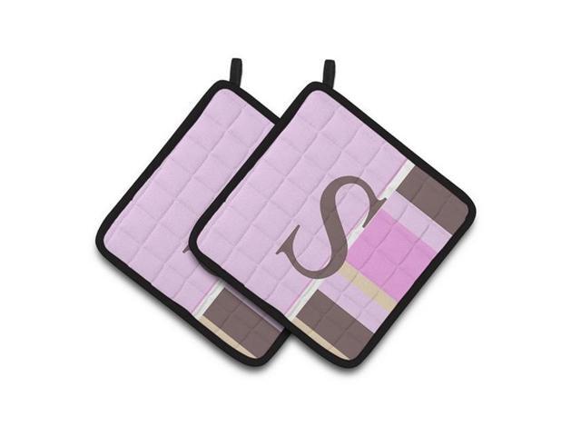 Carolines Treasures CJ1005-SPTHD Letter S Initial Monogram - Pink Stripes Pair of Pot Holders 75 x 3 x 75 in