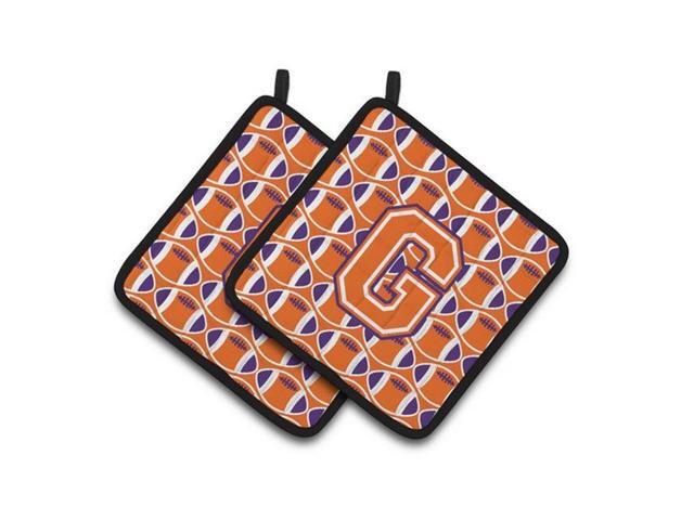 Carolines Treasures CJ1072-GPTHD Letter G Football Orange White & Regalia Pair of Pot Holders 75 x 3 x 75 in