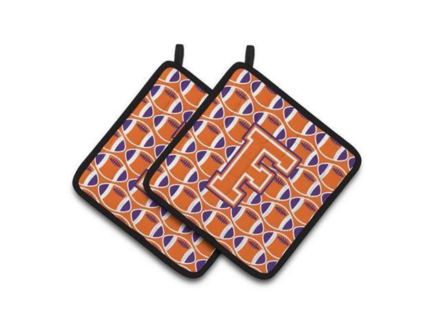 Carolines Treasures CJ1072-FPTHD Letter F Football Orange White & Regalia Pair of Pot Holders 75 x 3 x 75 in
