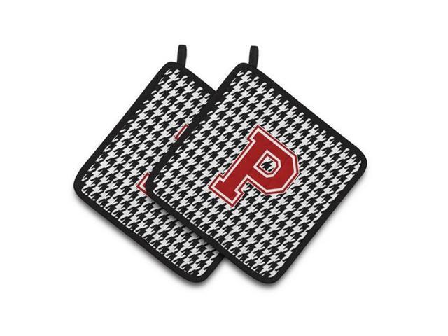 Carolines Treasures CJ1021-PPTHD Letter P Monogram - Houndstooth Black Pair of Pot Holders 75 x 3 x 75 in