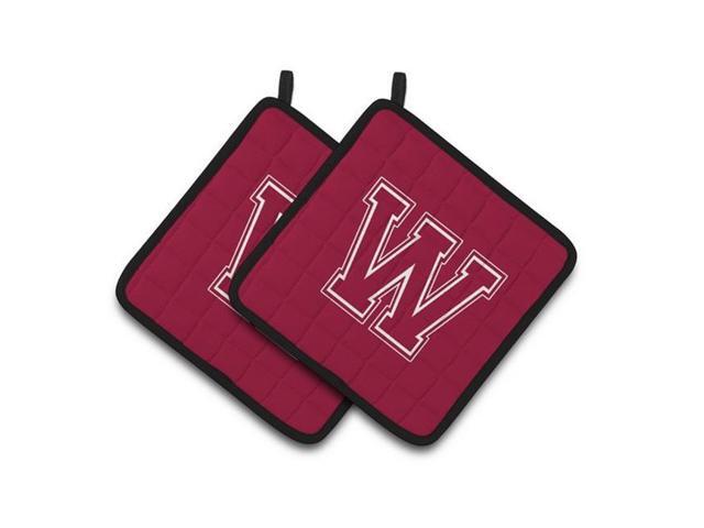 Carolines Treasures CJ1032-WPTHD Monogram Initial W Maroon & White Pair of Pot Holders 75 x 3 x 75 in