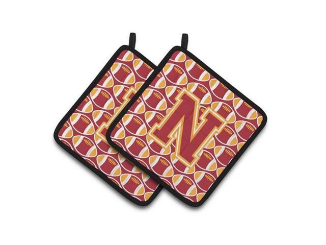 Carolines Treasures CJ1070-NPTHD Letter N Football Cardinal & Gold Pair of Pot Holders 75 x 3 x 75 in