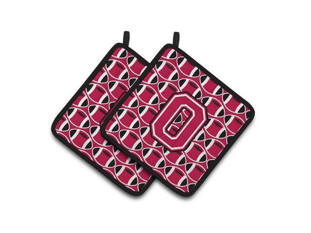 Carolines Treasures CJ1079-OPTHD Letter O Football Crimson & White Pair of Pot Holders 75 x 3 x 75 in