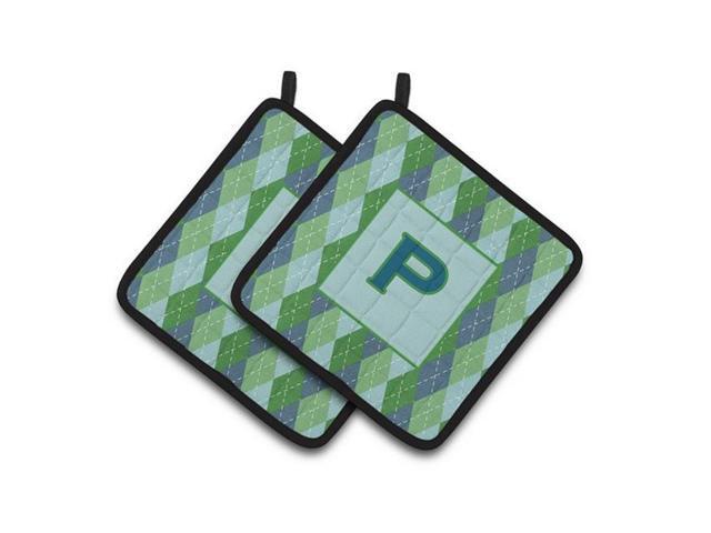 Carolines Treasures CJ1020-PPTHD Initial P Monogram - Blue Argoyle Pair of Pot Holders 75 x 3 x 75 in