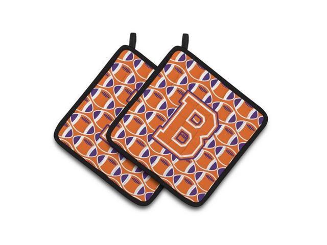 Carolines Treasures CJ1072-BPTHD Letter B Football Orange White & Regalia Pair of Pot Holders 75 x 3 x 75 in