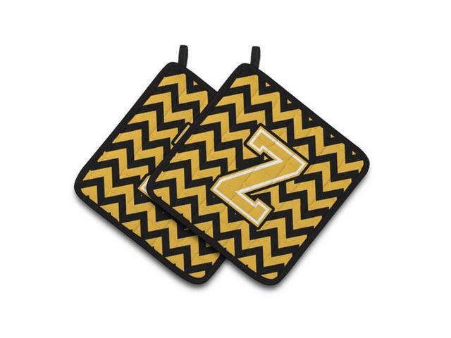 Carolines Treasures CJ1053-ZPTHD Letter Z Chevron Black & Gold Pair of Pot Holders 75 x 3 x 75 in