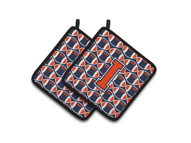 Carolines Treasures CJ1066-IPTHD Letter I Football Orange Blue & White Pair of Pot Holders 75 x 3 x 75 in