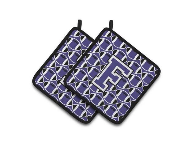 Carolines Treasures CJ1068-FPTHD Letter F Football Purple & White Pair of Pot Holders 75 x 3 x 75 in