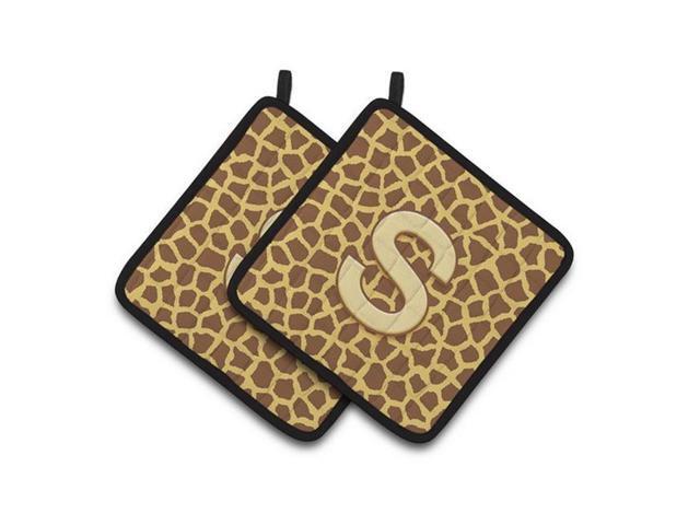 Carolines Treasures CJ1025-SPTHD Monogram Initial S Giraffe Pair of Pot Holders 75 x 3 x 75 in