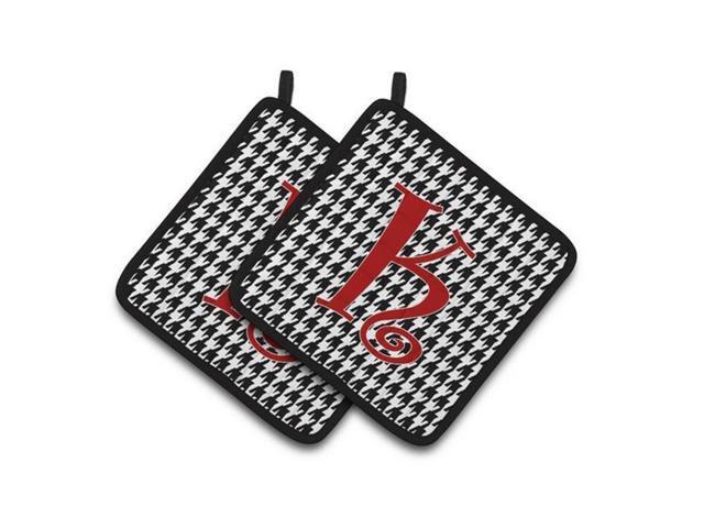 Carolines Treasures CJ1035-KPTHD Monogram Initial K Houndstooth Black Pair of Pot Holders 75 x 3 x 75 in
