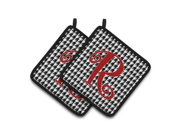 Carolines Treasures CJ1035-RPTHD Monogram Initial R Houndstooth Black Pair of Pot Holders 75 x 3 x 75 in