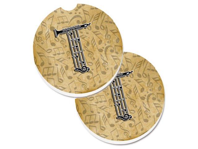 Carolines Treasures CJ2004-TCARC Letter T Musical Instrument Alphabet Set of 2 Cup Holder Car Coaster