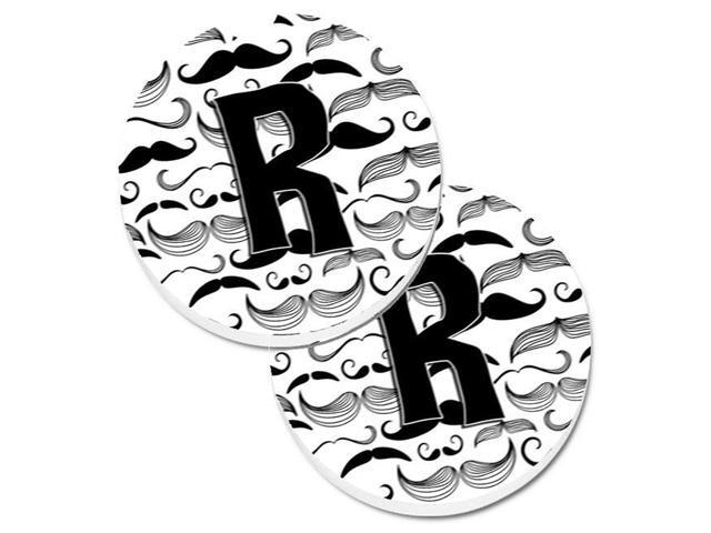Carolines Treasures CJ2009-RCARC Letter R Moustache Initial Set of 2 Cup Holder Car Coaster