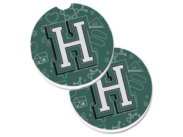 Carolines Treasures CJ2010-HCARC Letter H Back to School Initial Set of 2 Cup Holder Car Coaster