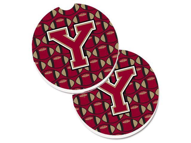 Carolines Treasures CJ1078-YCARC Letter Y Football Garnet & Gold Set of 2 Cup Holder Car Coaster