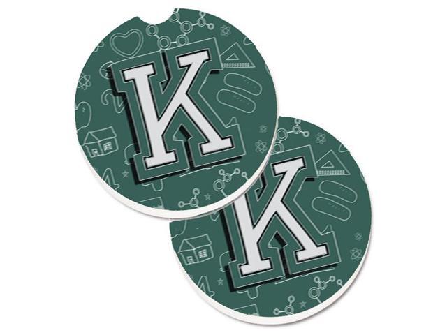 Carolines Treasures CJ2010-KCARC Letter K Back to School Initial Set of 2 Cup Holder Car Coaster