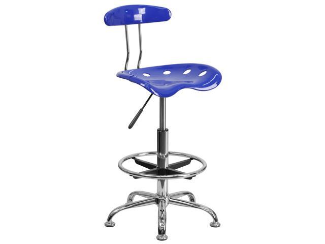 Flash Furniture Adjustable Height Drafting Stool with Tractor Seat, Nautical Blue