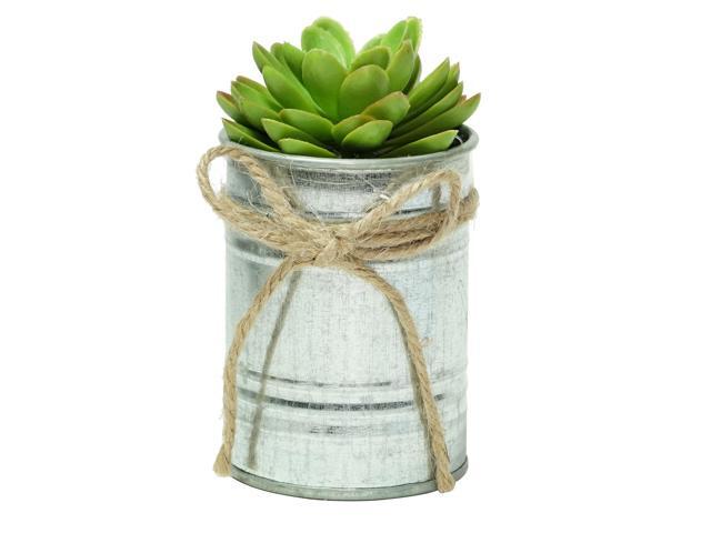 7' Silver and Green Mini Artificial Sprouting Rose Succulent in Planter with Twine Bow