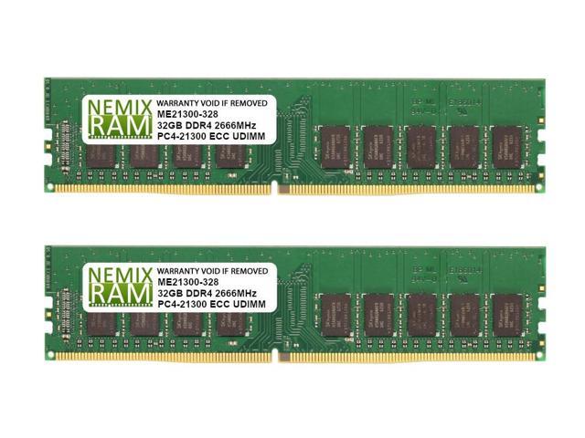 Moderat Virus nøgen NeweggBusiness - NEMIX RAM 64GB 2x32GB DDR4-2666 PC4-21300 2Rx8 ECC  Unbuffered Memory