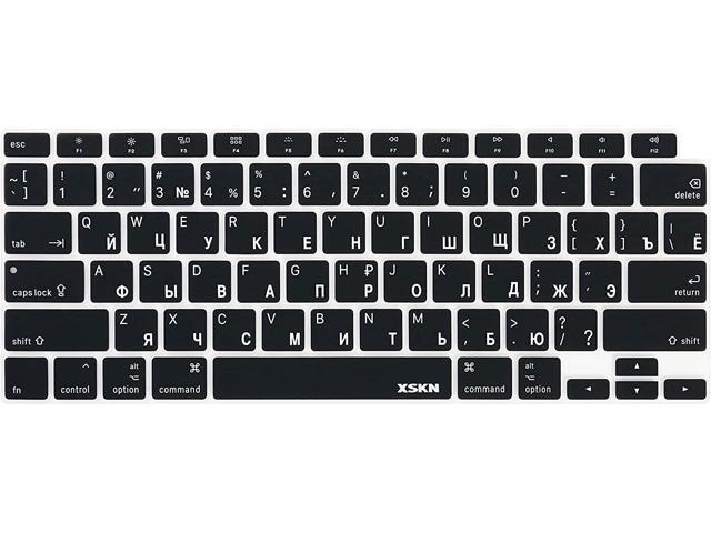 XSKN Russian/English Language Black US Version Silicone Keyboard Cover Skin Compatible with 2020 New MacBook Air 133 inch A2179 A2337 with Touch
