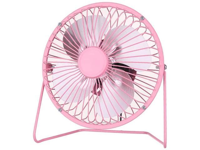 Jiecikou Desktop USB Fan Low Noise Personal Table Mini Metal Fan 4 Inch Portable Table Fan Pink