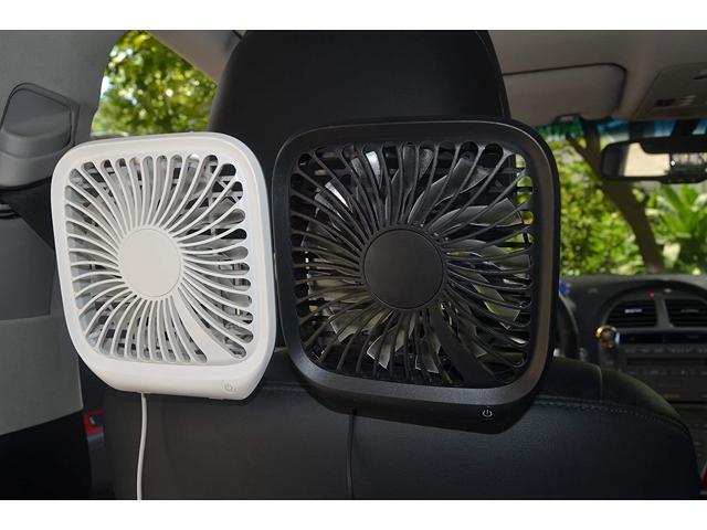 Tougou Electric Backseat Car Fan for Van Portable Fans USB for Car 12v Cooling Fan Mini Desk Fan for Kid/Dog/Rear Seat Passenger Black Small