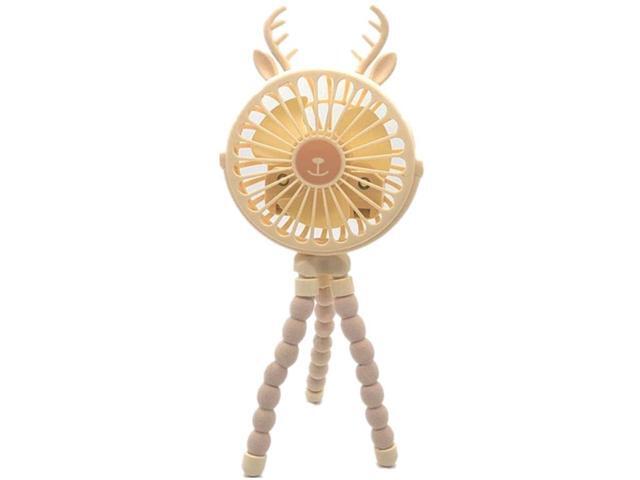 litymitzromq Outdoor Handheld Portable Fan Octopus Design LED Light USB Cooling Fan Clip on Crib Stroller Car Seat Cooler Light Yellow Deer Ear